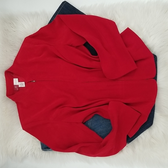♥️3/$30 JM Collection Petite Red Faux Suede Jacket w Front Zipper - Picture 1 of 5